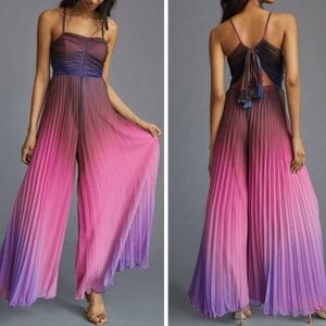 Anthropologie Ranna Gill accordion pleated ombre jumpsuit NWT